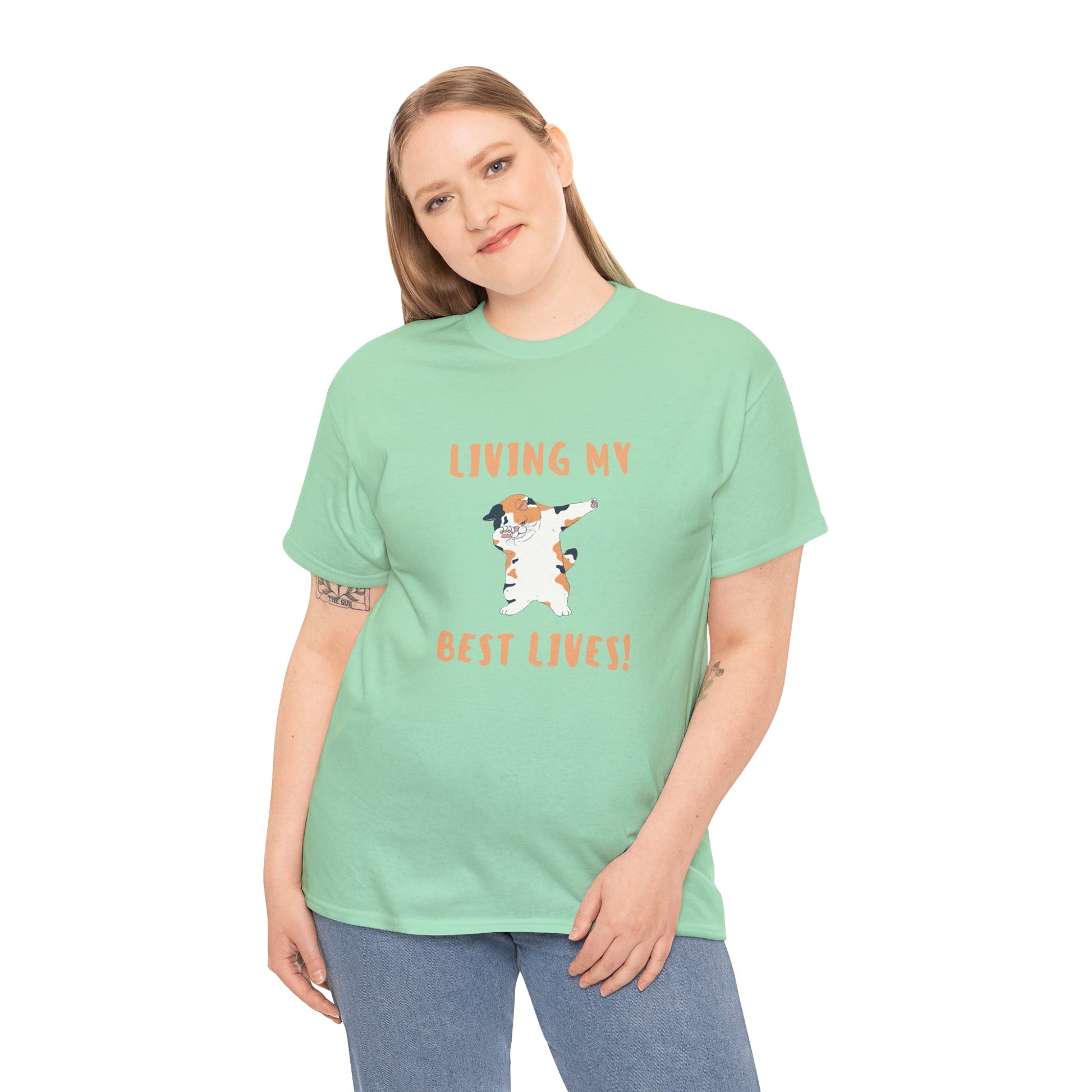 Living My Best Lives Cool Cat Shirt – Chill & Confident Cat Lover Tee