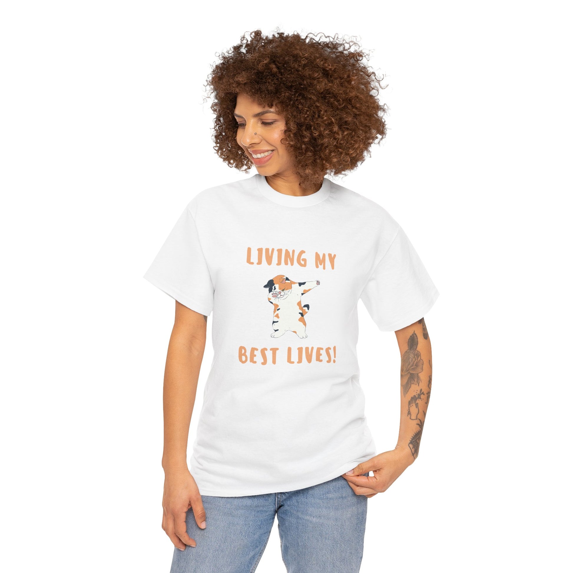 Living My Best Lives Cool Cat Shirt – Chill & Confident Cat Lover Tee