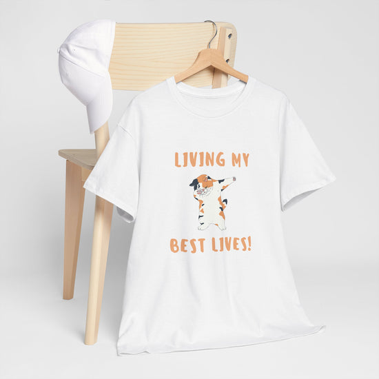 Living My Best Lives Cool Cat Shirt – Chill & Confident Cat Lover Tee