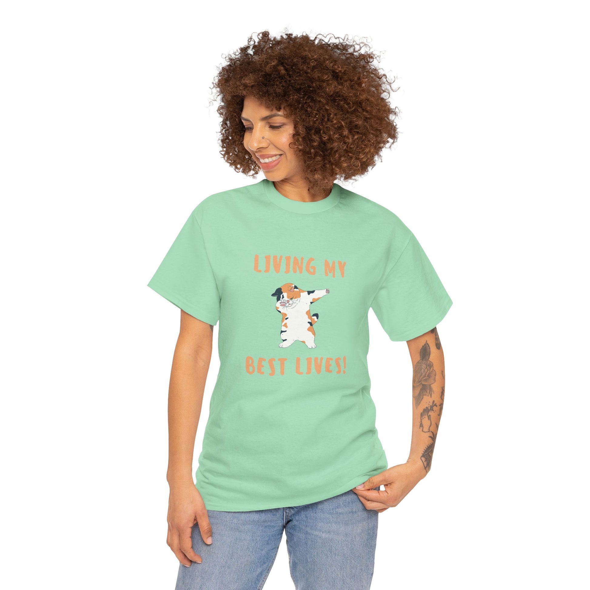 Living My Best Lives Cool Cat Shirt – Chill & Confident Cat Lover Tee