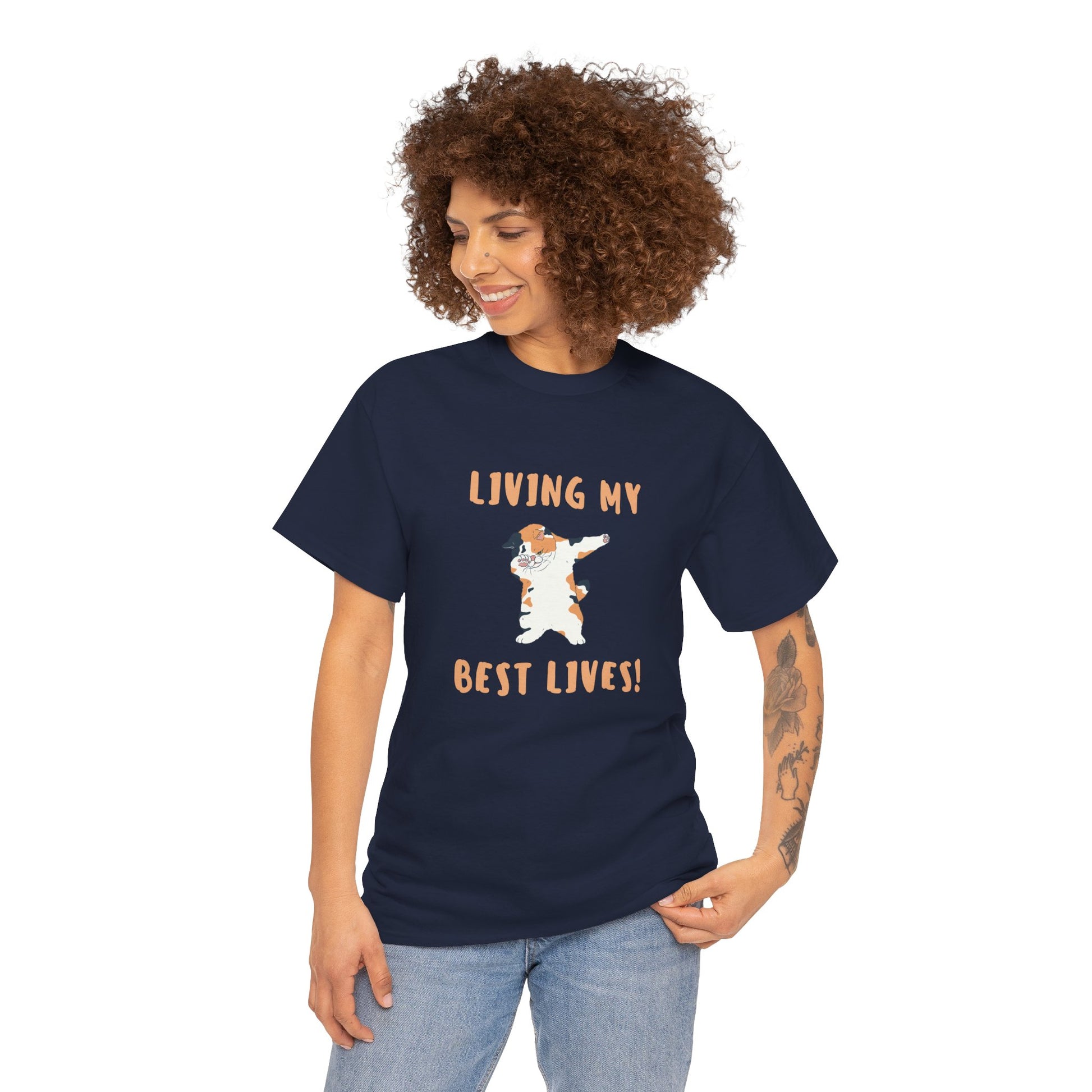 Living My Best Lives Cool Cat Shirt – Chill & Confident Cat Lover Tee