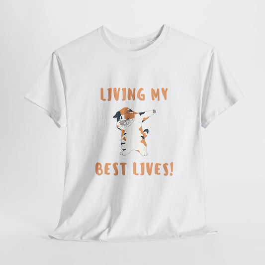 Living My Best Lives Cool Cat Shirt – Chill & Confident Cat Lover Tee